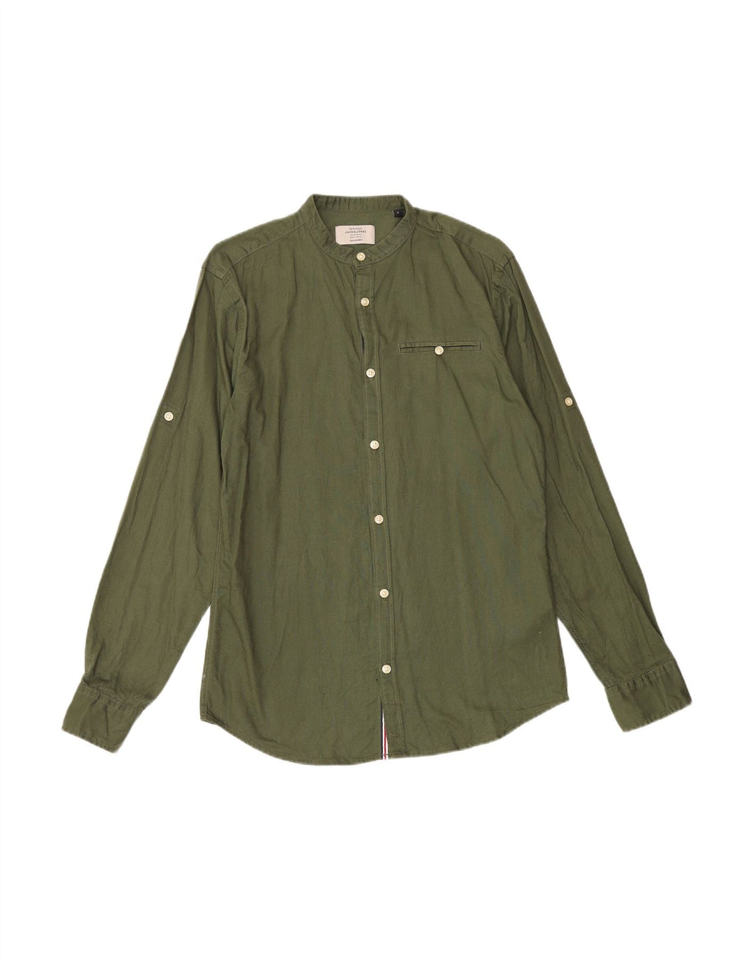 JACK & JONES Camisa masculina pequena de algodão verde