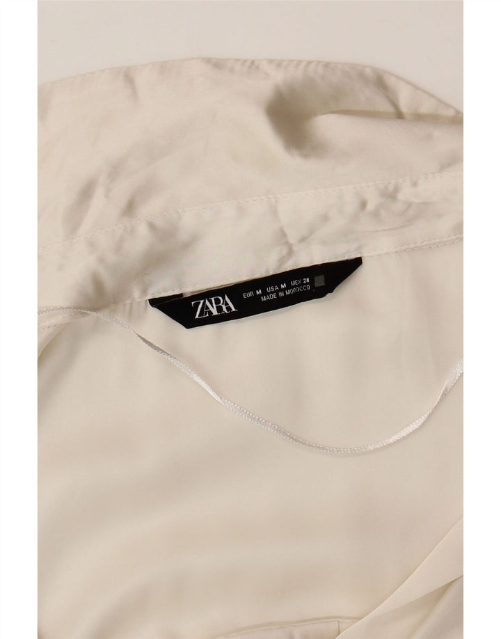 Zara blusa feminina oversized UK 14 médio branco