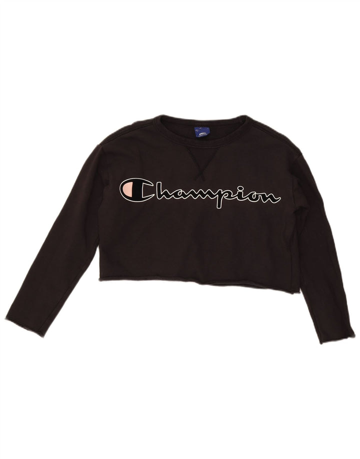 Suéter feminino Champion Crop Graphic Oversized Jumper Reino Unido 10 Pequeno Preto