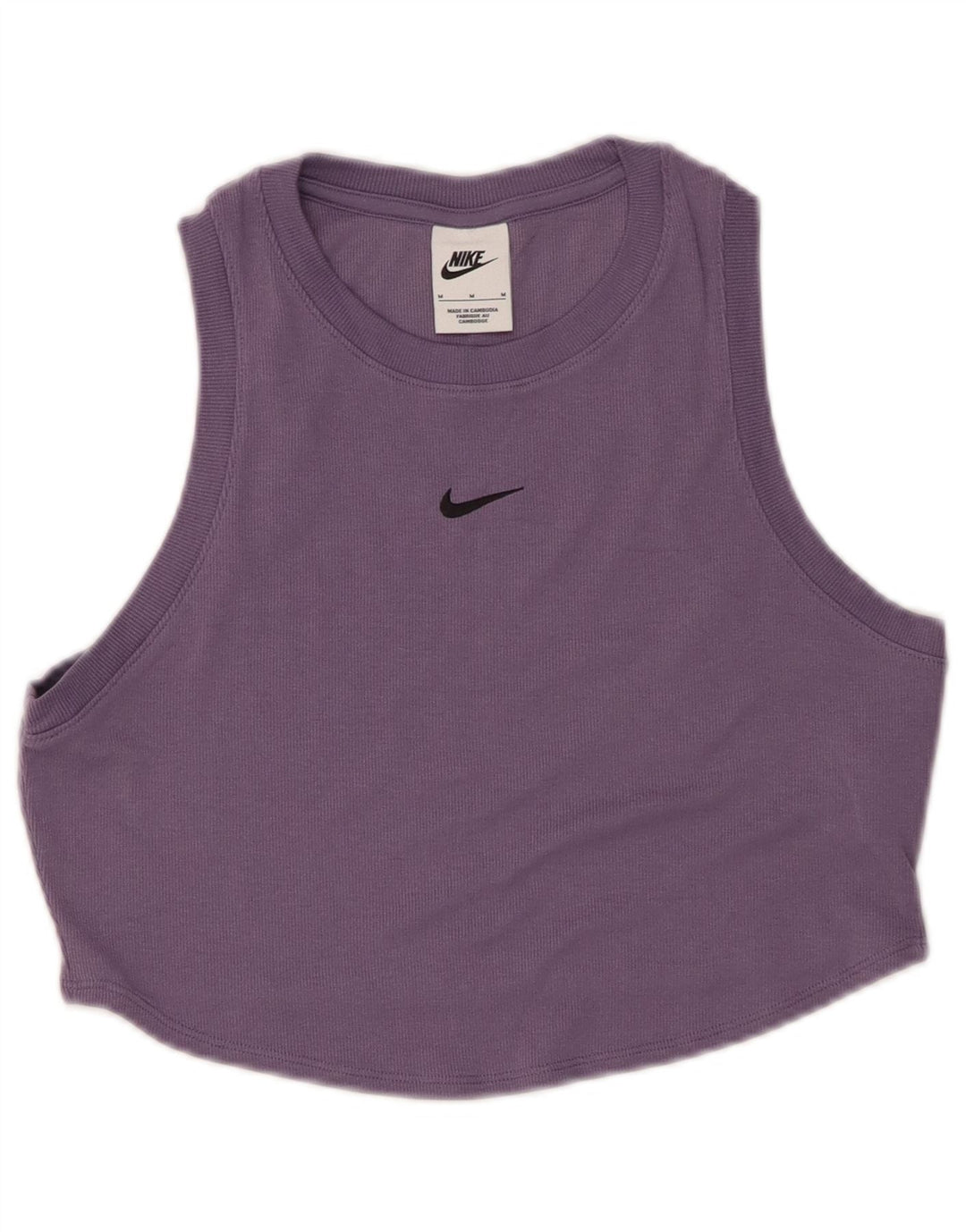 NIKE Womens Crop Vest Top UK 12 Médio Roxo Poliéster