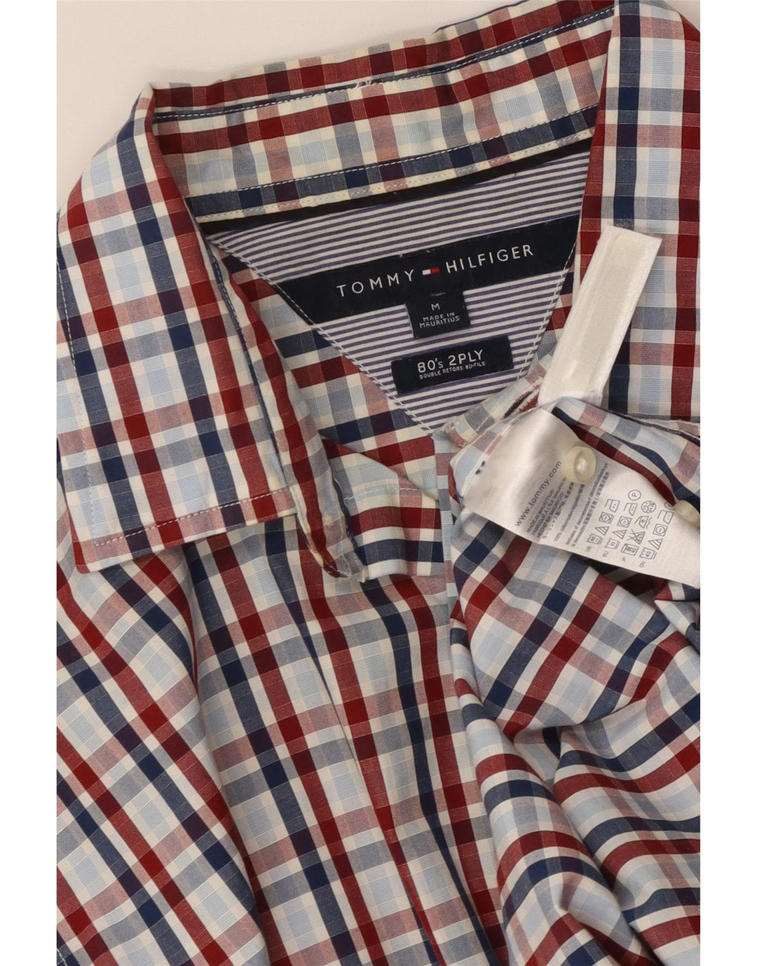 Camisa masculina Tommy Hilfiger média xadrez multicolorida de algodão