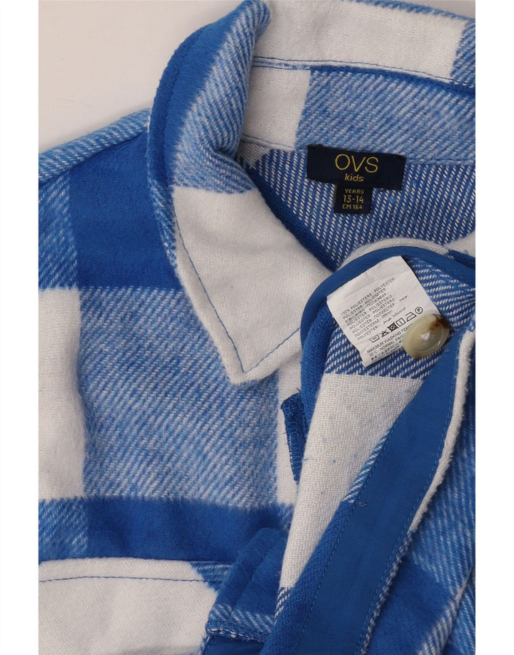 Camisa de flanela feminina OVS 13-14 anos poliéster xadrez azul