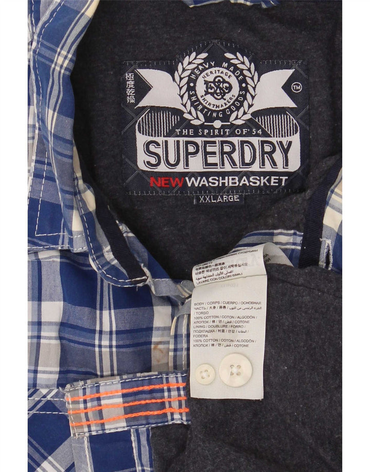 Camisa masculina Superdry 2XL algodão xadrez azul