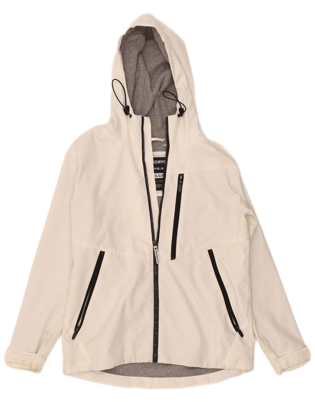 Jaqueta corta-vento superdimensionada com capuz feminino Superdry Reino Unido 10 pequeno branco