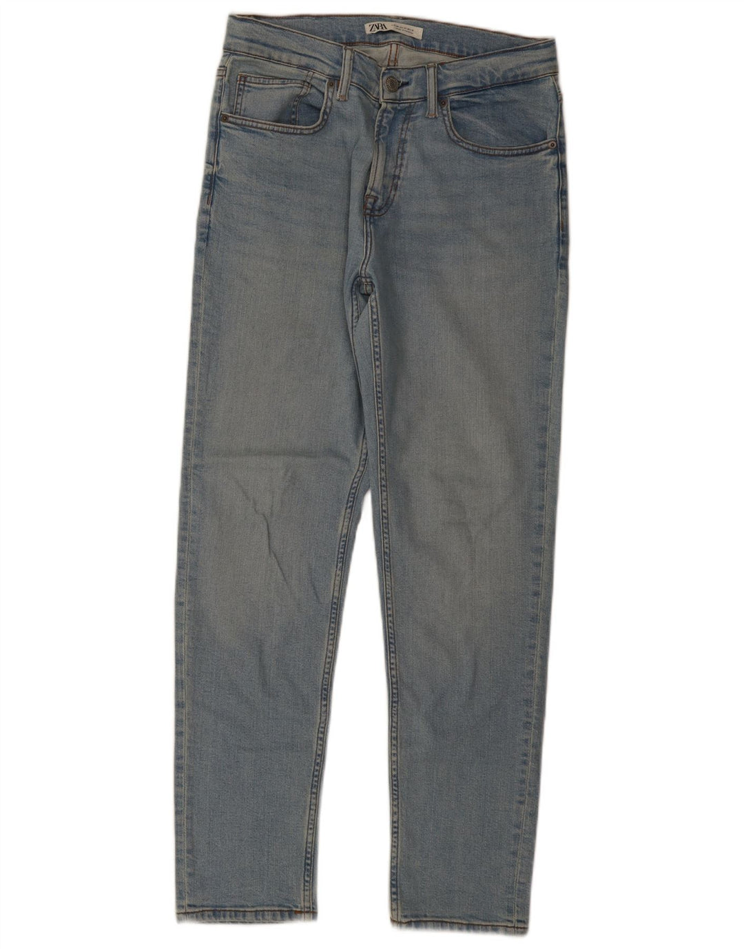 Zara Mens Straight Jeans EU 40 Médio W31 L31 Azul Algodão
