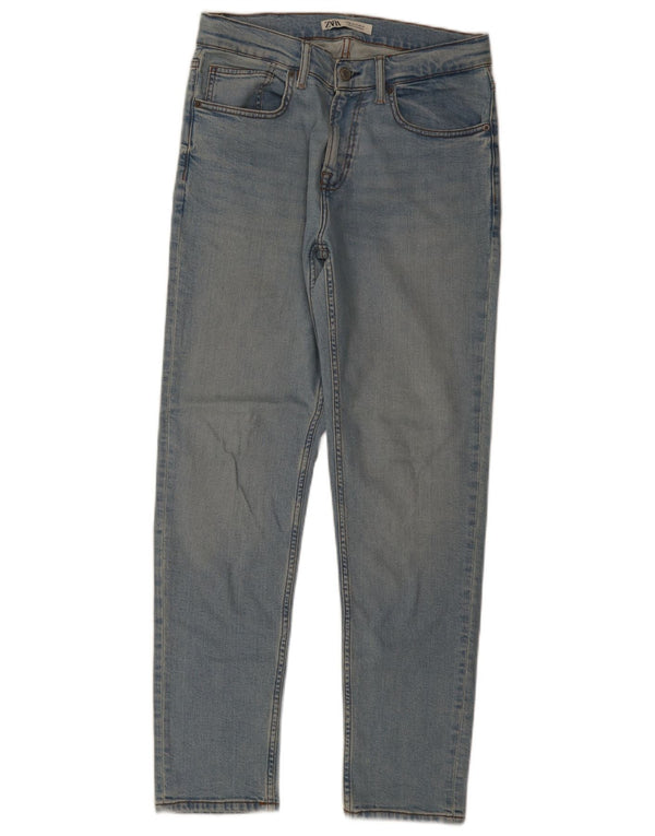 Zara Mens Straight Jeans EU 40 Médio W31 L31 Azul Algodão