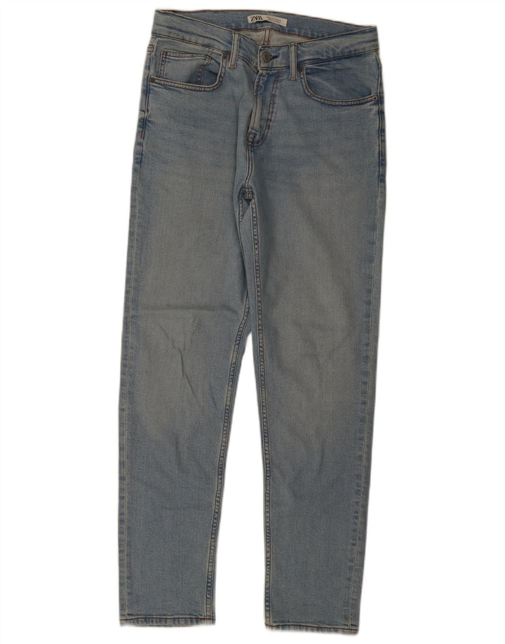 Zara Mens Straight Jeans EU 40 Médio W31 L31 Azul Algodão