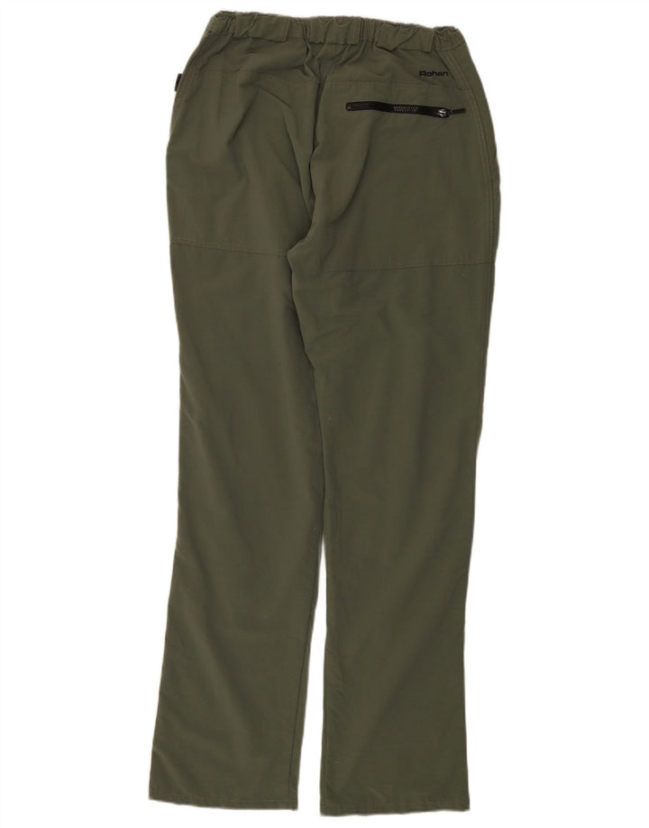 Calça chino feminina ROHAN reta média W28 L33 poliamida verde