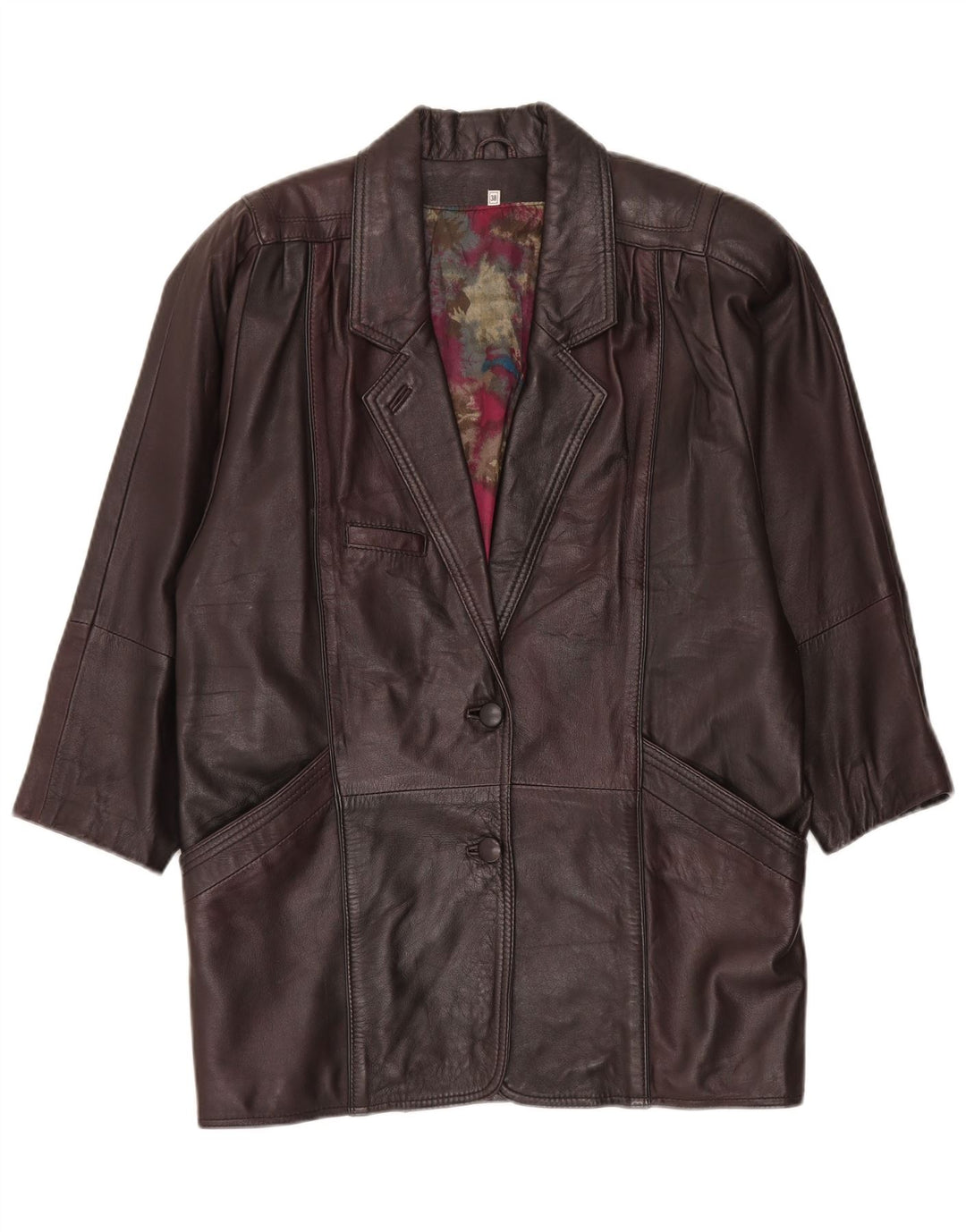 Casaco de couro oversized feminino vintage UE 38 marrom médio