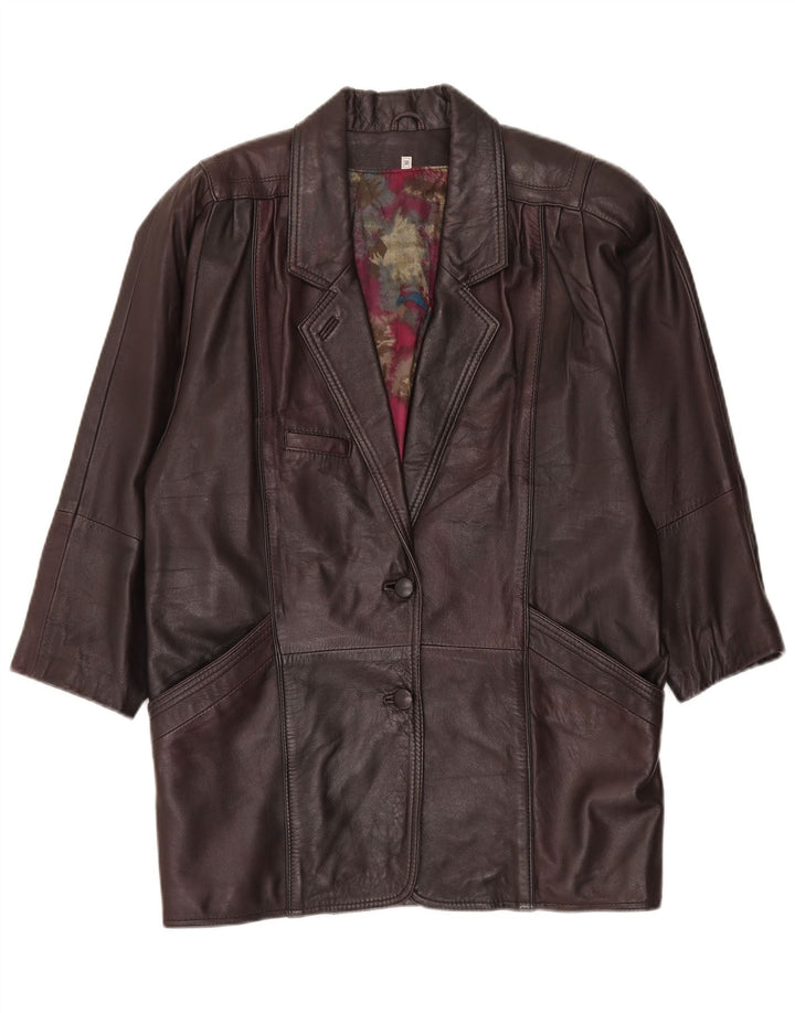 Casaco de couro oversized feminino vintage UE 38 marrom médio