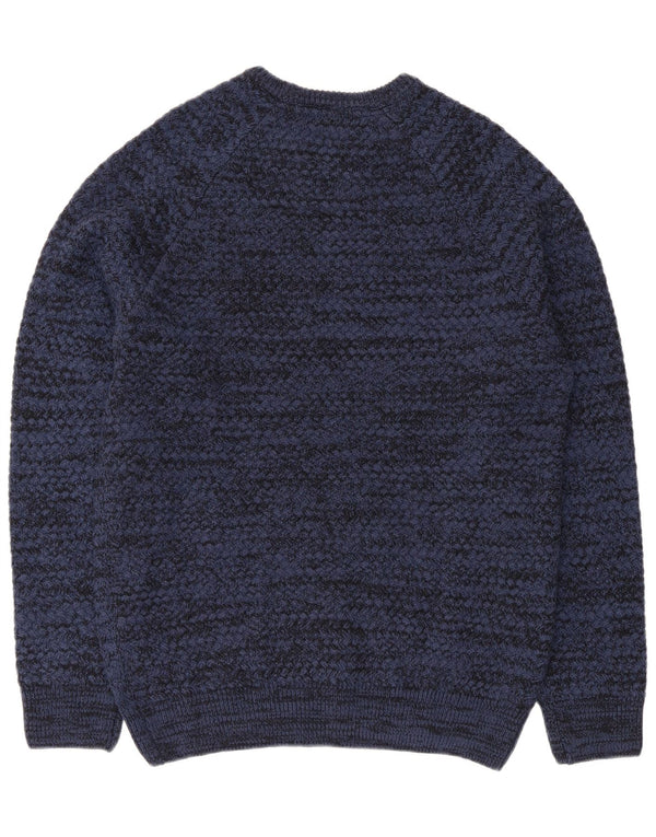 Crew Clothing Mens Barco Pescoço Jumper Suéter Grande Azul Marinho Salpicado Acrílico