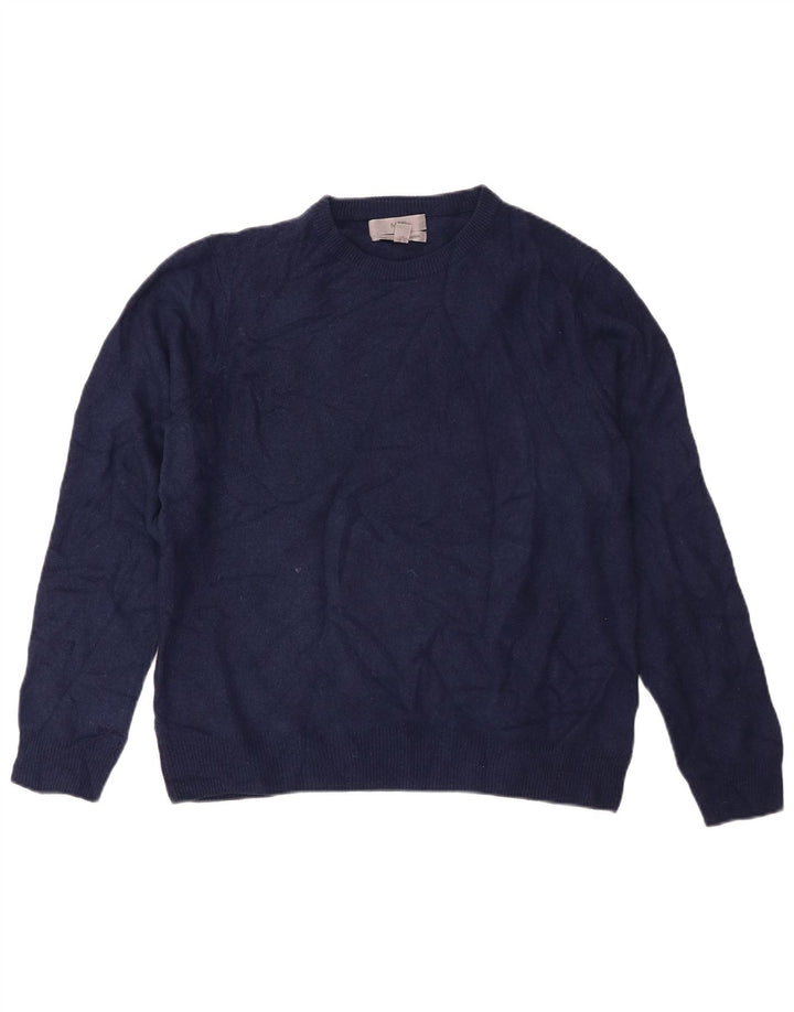 Suéter feminino Marks & Spencer com gola redonda Reino Unido 16 grande lã de cordeiro azul