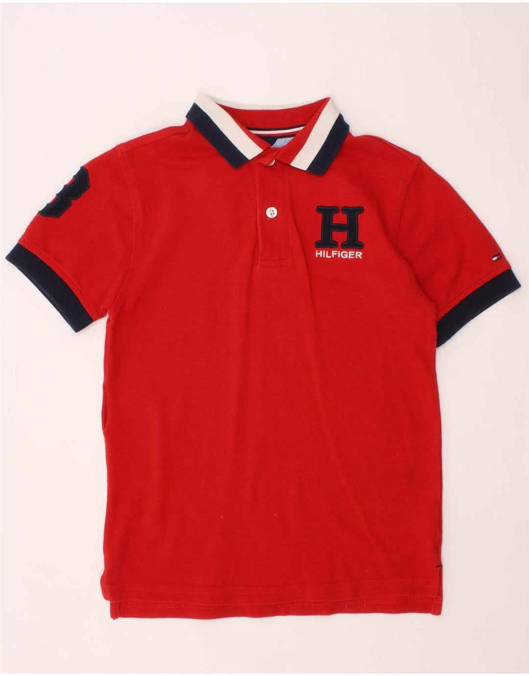 Camisa polo gráfica TOMMY HILFIGER para meninos 6-7 anos algodão vermelho