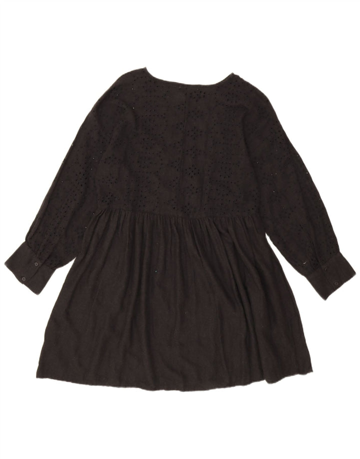 Zara Vestido feminino básico oversized de manga comprida Reino Unido 10 pequeno preto floral