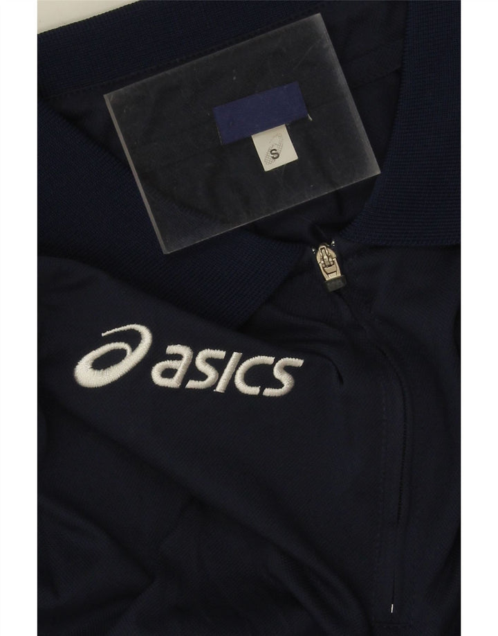 Camisa polo masculina Asics pequena azul marinho Colourblock poliéster