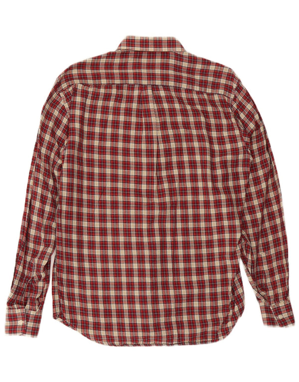 Camisa masculina de flanela VINTAGE tamanho 38 algodão xadrez vermelho médio