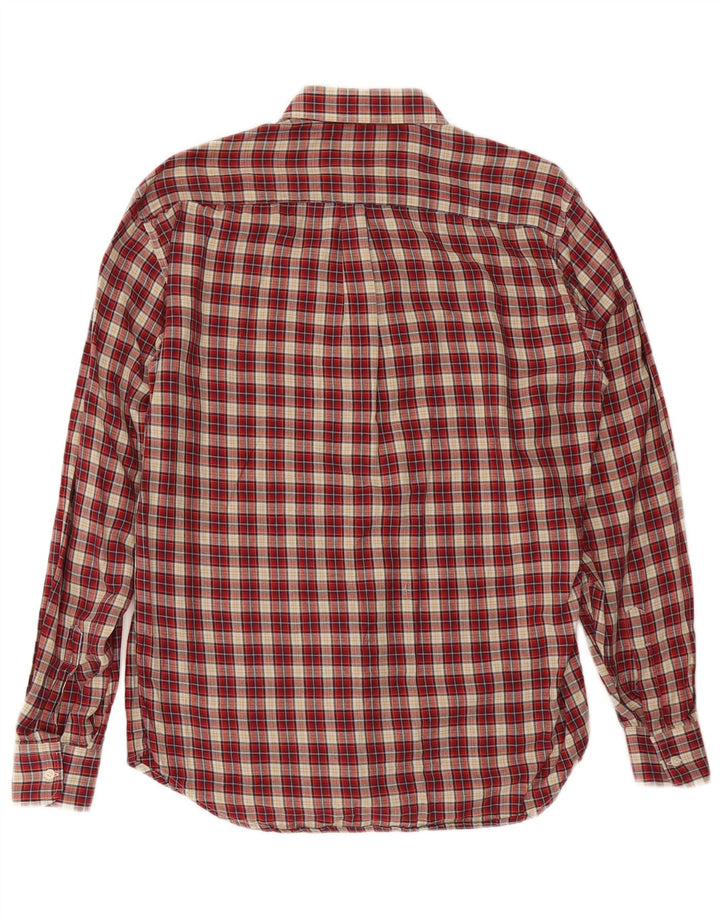 Camisa masculina de flanela VINTAGE tamanho 38 algodão xadrez vermelho médio