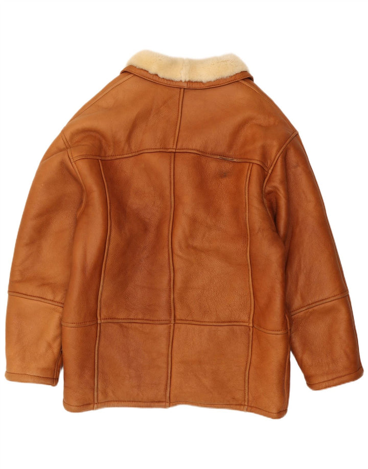 Jaqueta masculina vintage de shearling IT 56 3XL marrom shearling