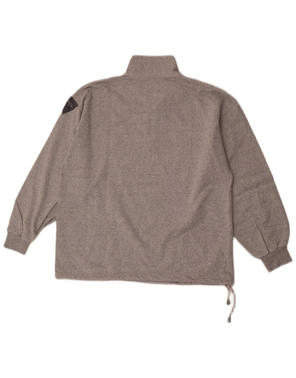 Moletom masculino vintage com zíper e pescoço XL algodão manchado cinza