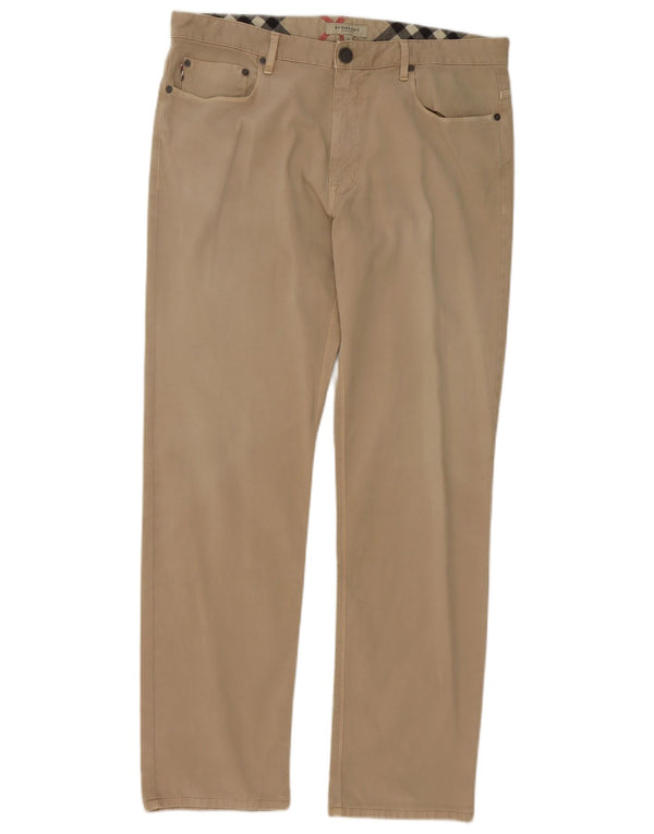 Calça casual reta masculina Burberry W35 L32 algodão bege