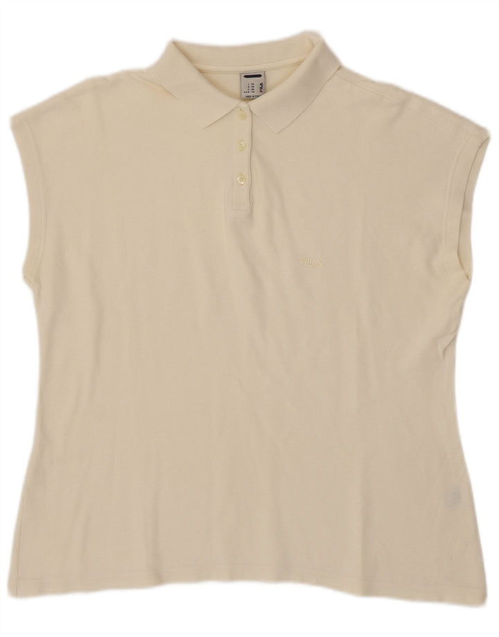Camisa polo feminina sem mangas FILA IT 54 2XL algodão branco