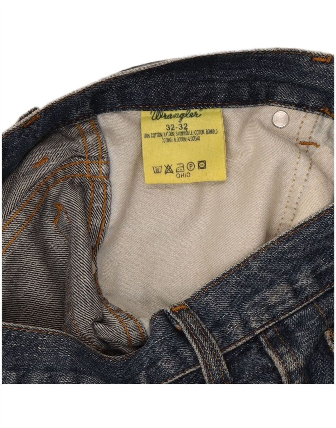 Wrangler Mens Straight Jeans W32 L32 Azul Marinho Algodão
