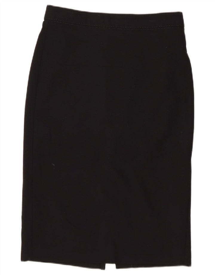 Saia lápis feminina Marks & Spencer UK 10 pequena W28 poliéster preto