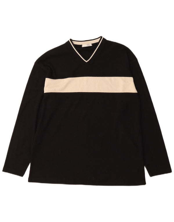Top masculino Marks & Spencer St. Michael manga comprida grande bloco colorido preto