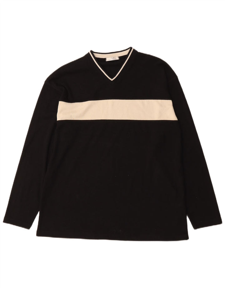 Top masculino Marks & Spencer St. Michael manga comprida grande bloco colorido preto