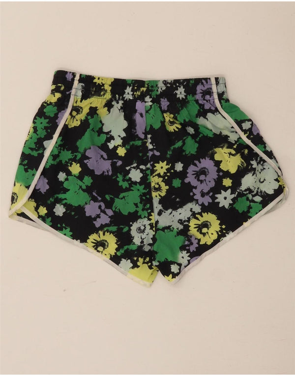 Shorts esportivos femininos de cintura alta Adidas UK 8 pequenos florais multicoloridos