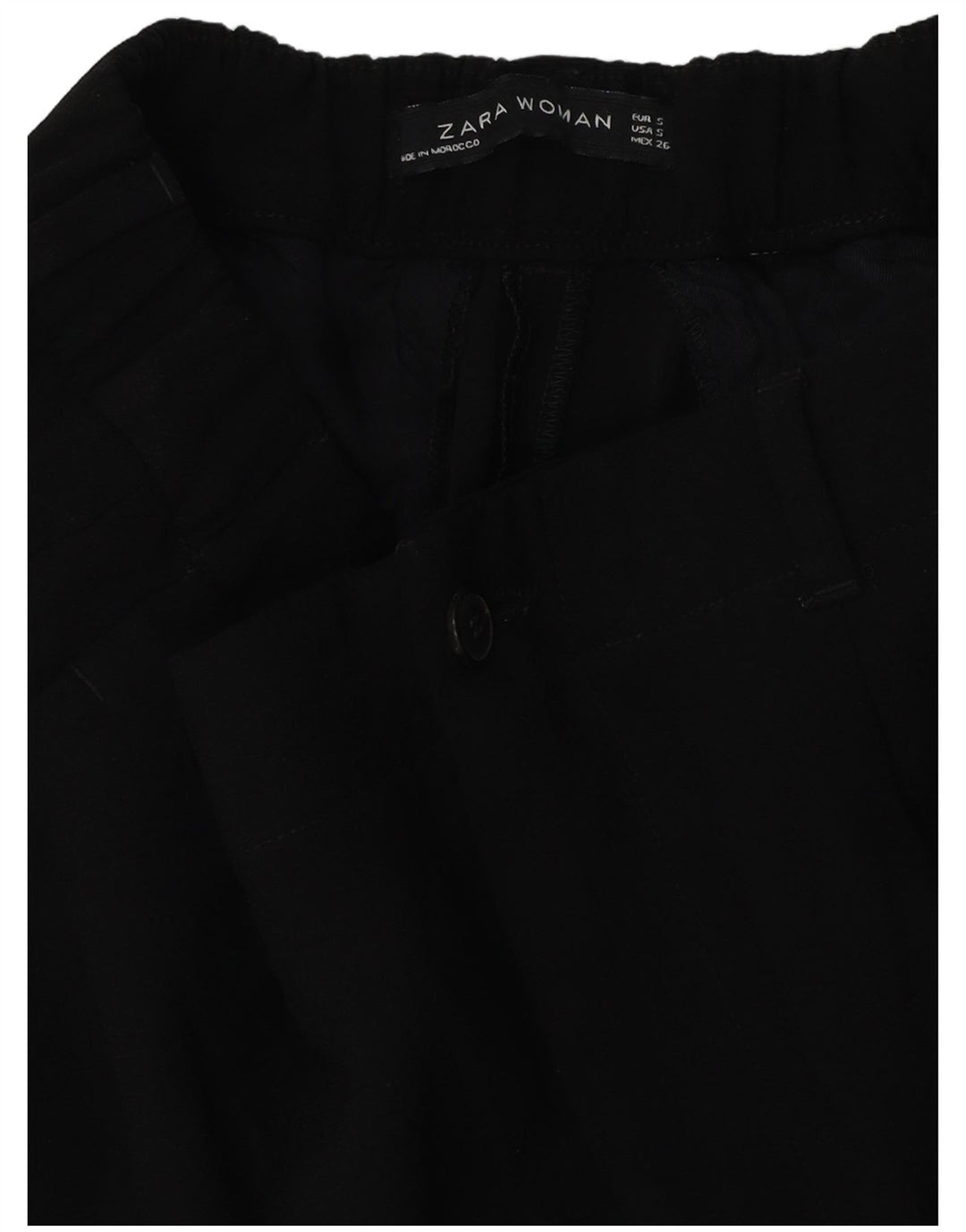 Calça feminina Zara cortada pequena W26 L24 preta