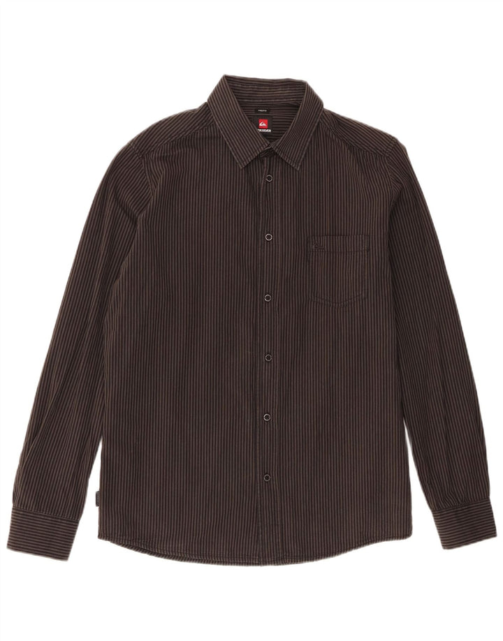 Camisa masculina Quiksilver Mid Fit pequena listrada cinza de algodão
