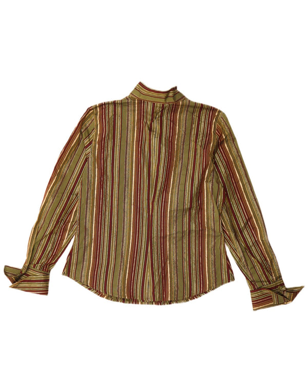 Blusa feminina Naracamicie UK 16 grande poliéster listrado cáqui