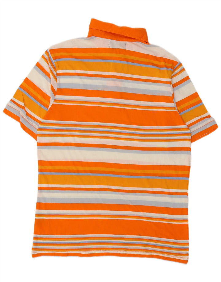 Camisa polo masculina Kappa médio laranja listrado algodão