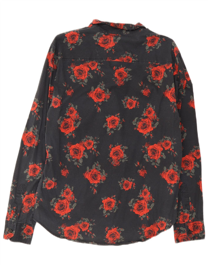 Camisa masculina Guess de algodão floral preto médio
