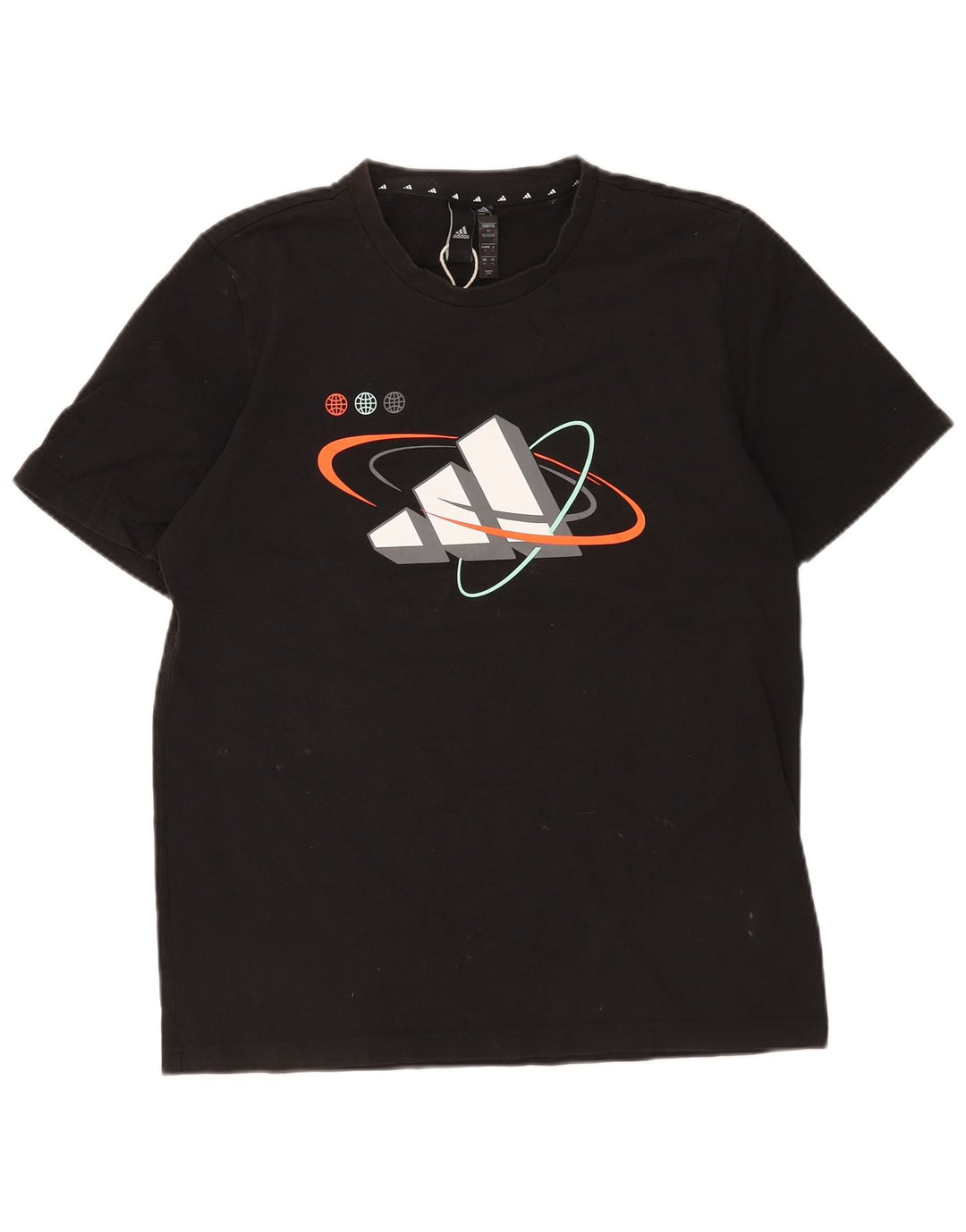Adidas Mens Graphic T-Shirt Top Médio Algodão Preto