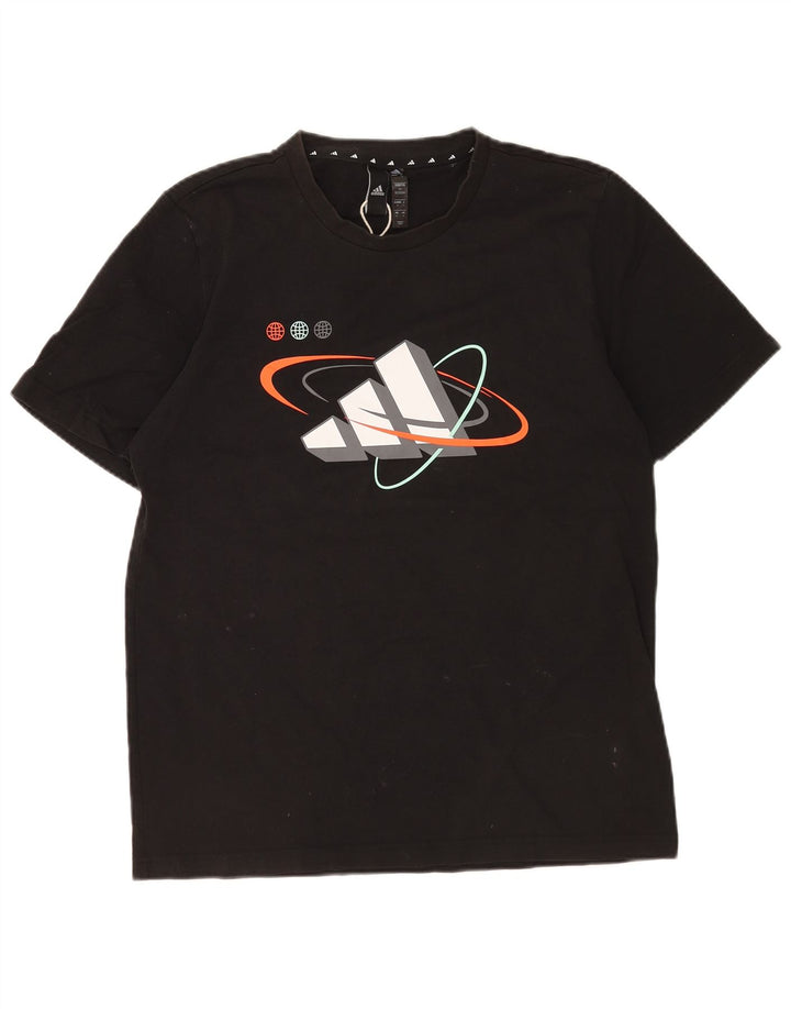 Adidas Mens Graphic T-Shirt Top Médio Algodão Preto