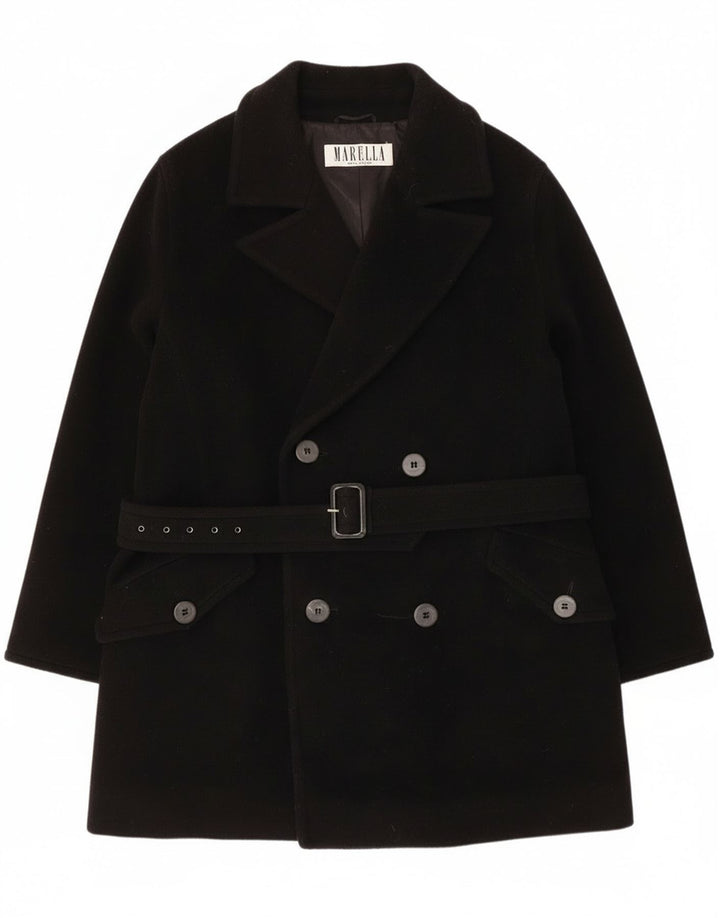 Casaco feminino Marella com peito duplo Reino Unido 14 lã virgem preta média