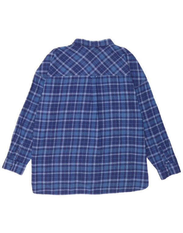 Camisa overshirt feminina de flanela Fat Face UK 20 2XL algodão xadrez azul