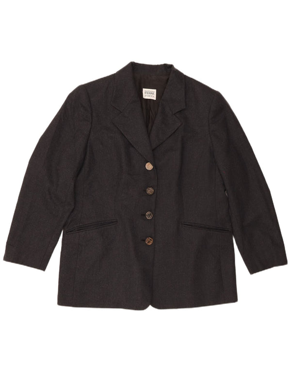 Jaqueta blazer feminina Ferre com 4 botões UK 20 2XL cinza manchada