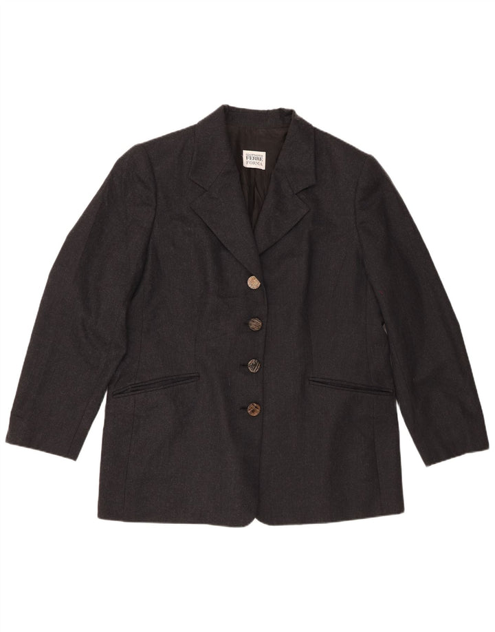 Jaqueta blazer feminina Ferre com 4 botões UK 20 2XL cinza manchada