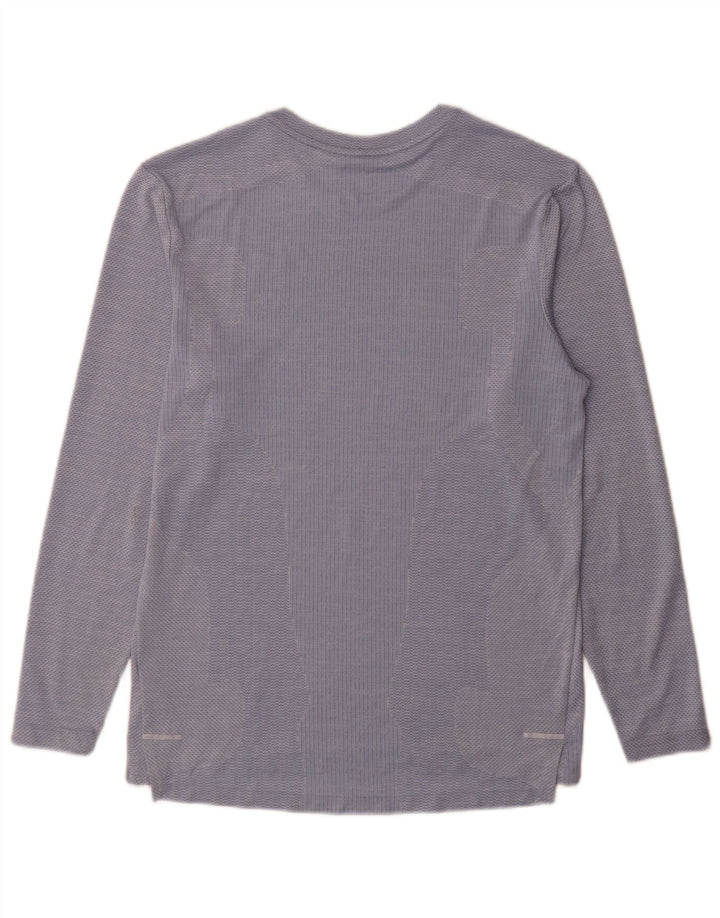 Top Nike Masculino Dri Fit Manga Longa Pequena Risca Azul Poliéster