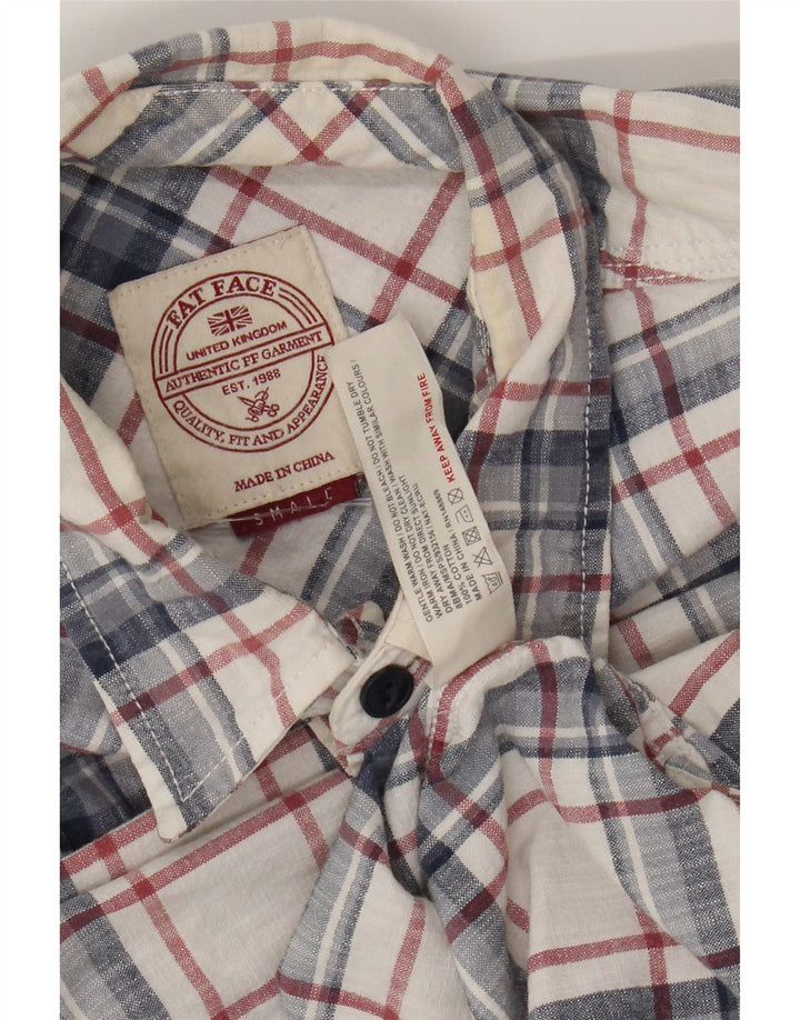 Camisa xadrez masculina Fat Face pequena de algodão xadrez azul