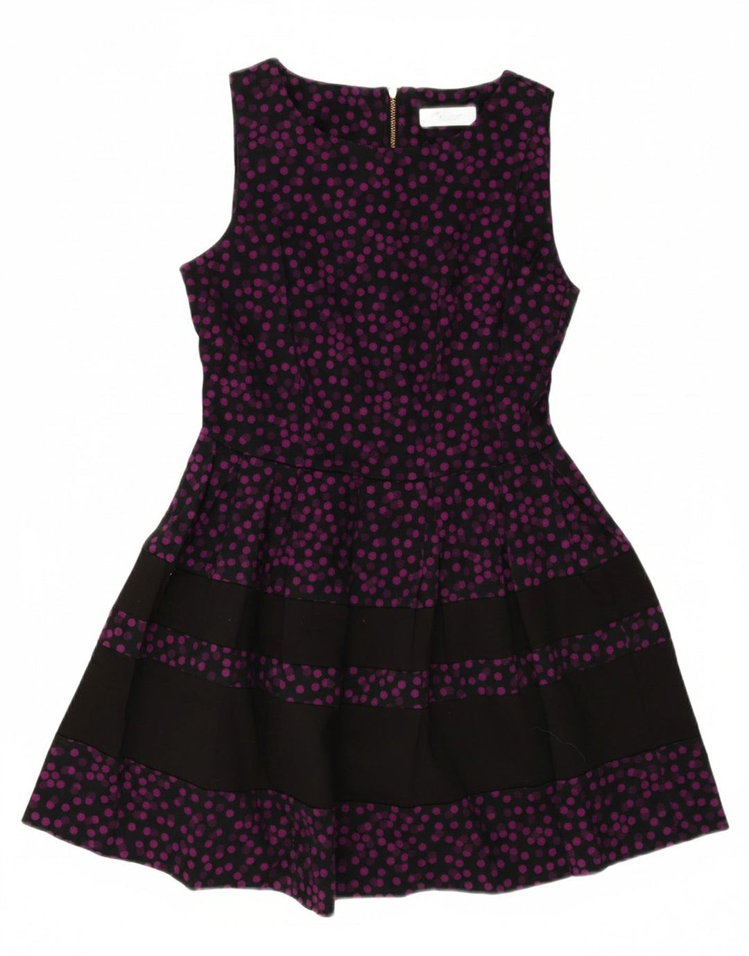 CLOSET Vestido feminino sem mangas evasê UK 12 médio preto bolinhas algodão