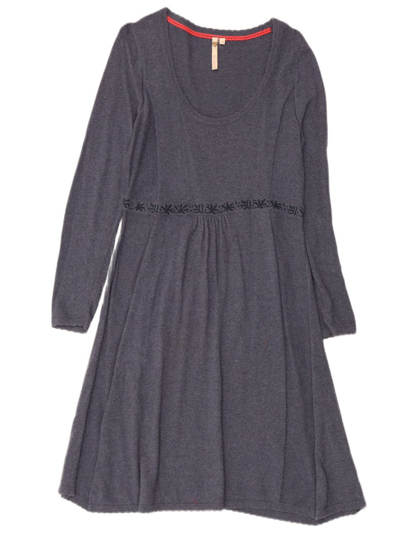 Vestido jumper feminino de manga comprida White Stuff Reino Unido 10 pequeno cinza Fair Isle