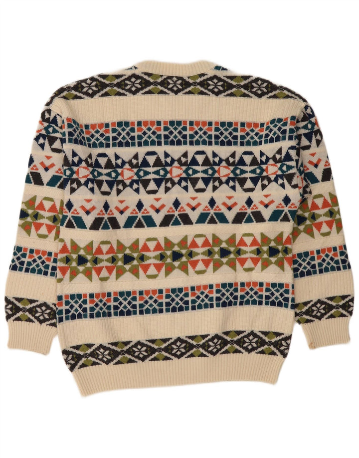 Suéter masculino White Sails com gola redonda, grande bege geométrico