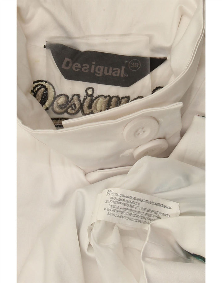 Sobretudo feminino Desigual EU 38 médio branco floral algodão