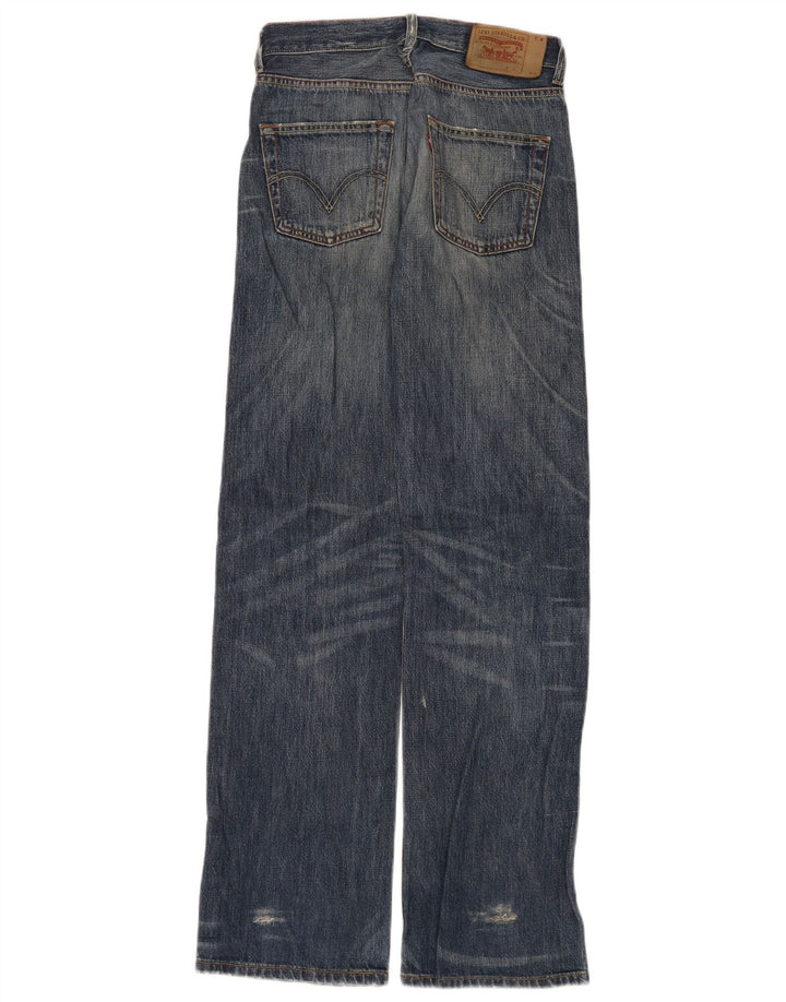 Calça jeans masculina Levi's desgastada com perna larga W29 L34 azul algodão
