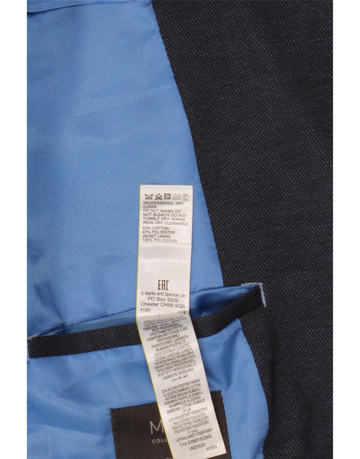 MARKS & SPENCER Jaqueta blazer masculina de 2 botões Slim Fit Reino Unido 46 XL azul marinho