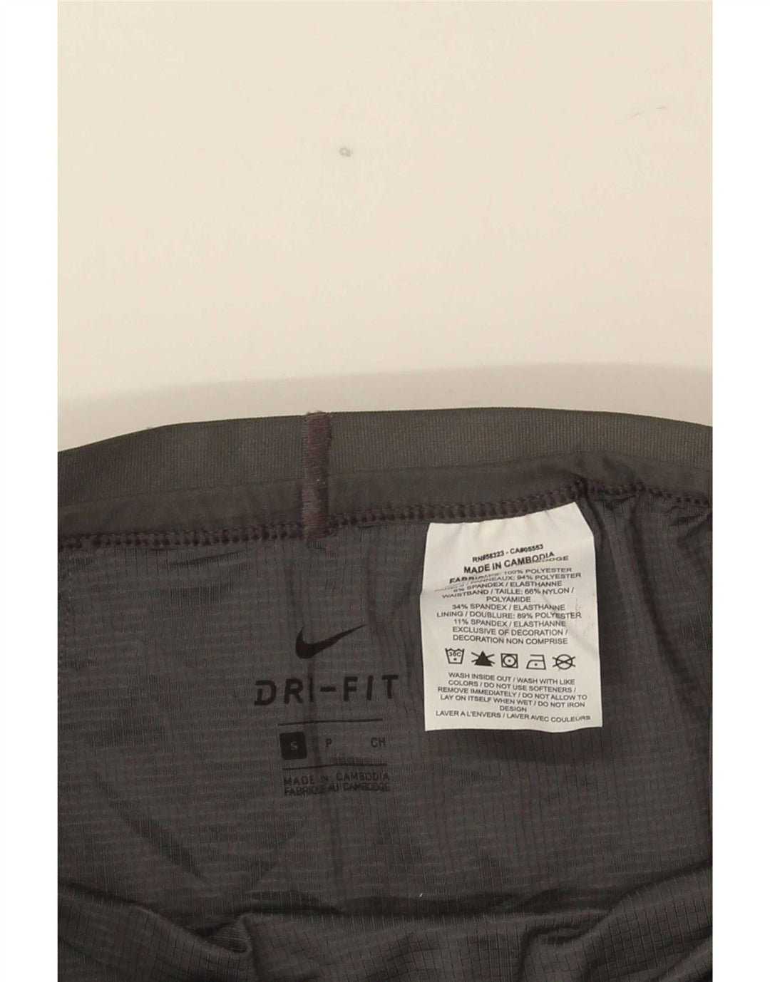 Shorts esportivos femininos Nike Dri Fit UK 10 poliéster cinza pequeno